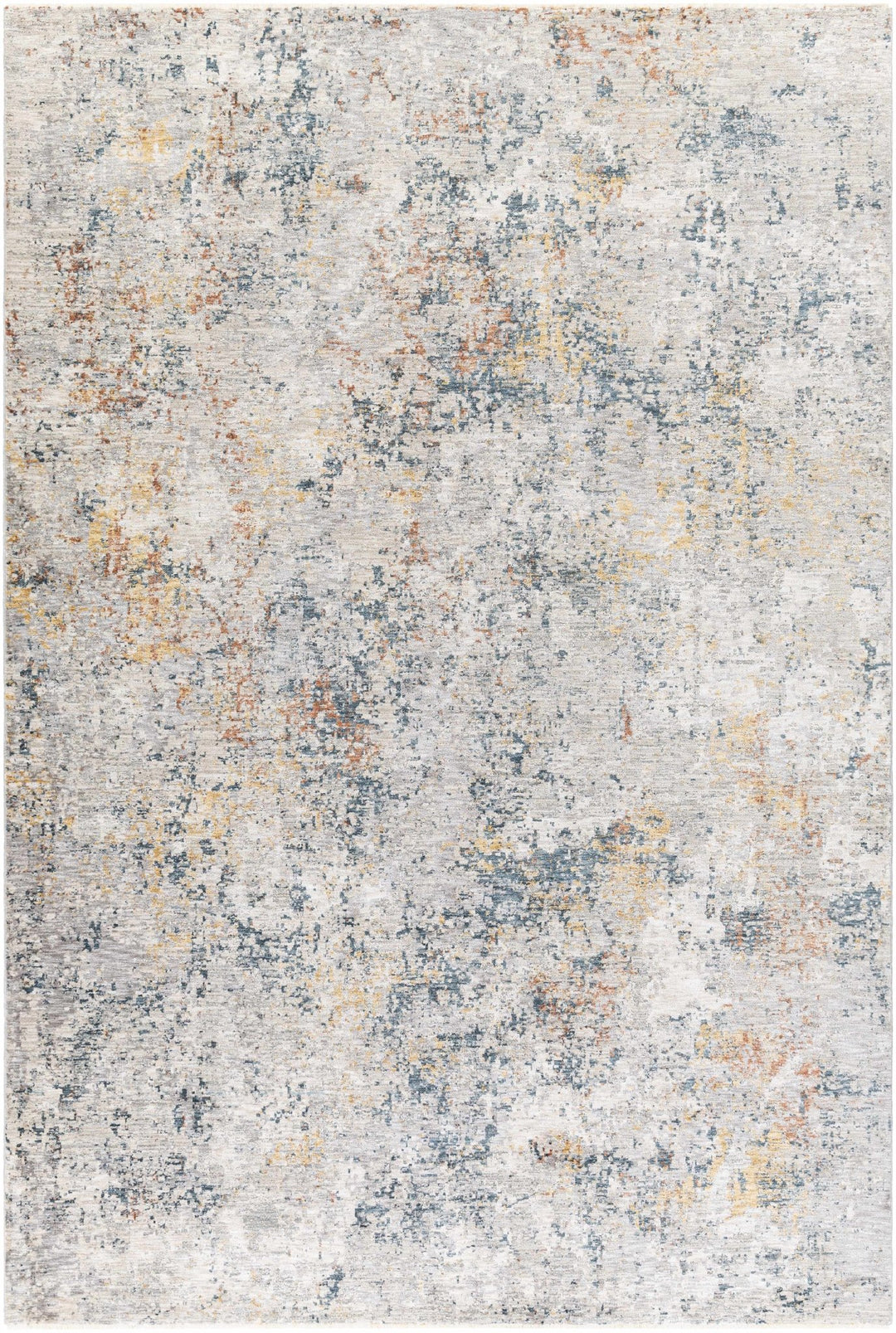 Contemporary Ivory And Blue Abstract Machine Woven Rug - The Rug Decor