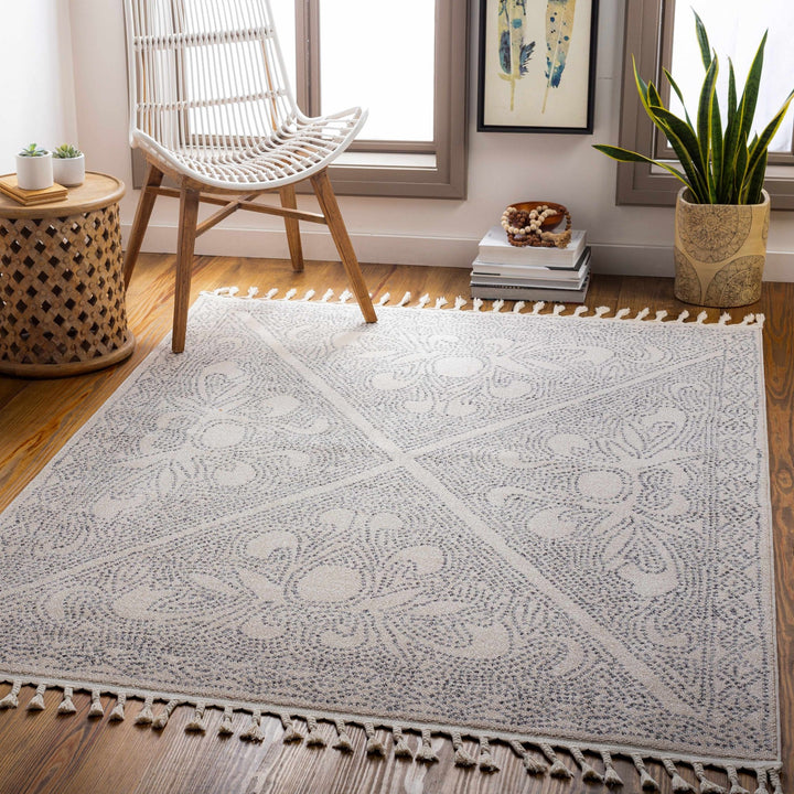 Contemporary Ivory and Charcoal Large Design Area Rug - The Rug Decor