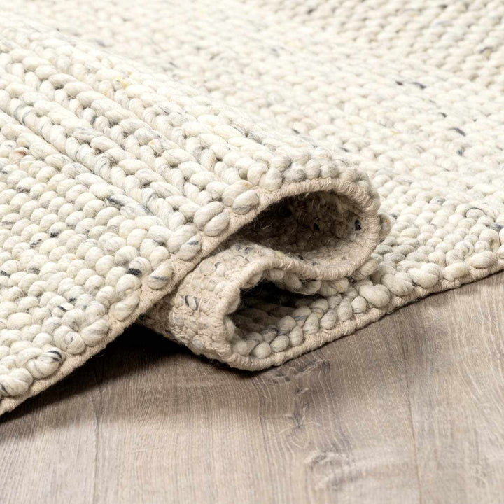 Contemporary Ivory Machine Woven Wool Rug - The Rug Decor