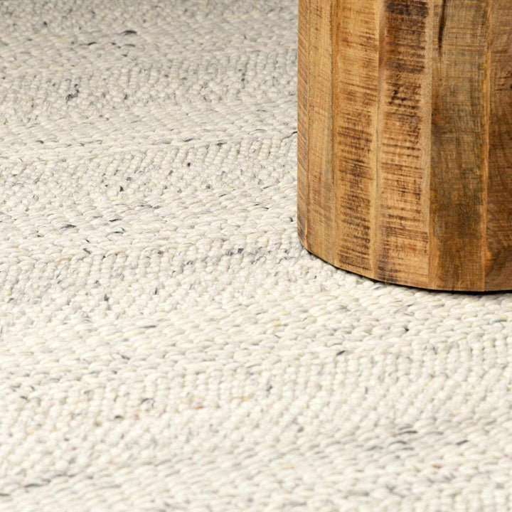 Contemporary Ivory Machine Woven Wool Rug - The Rug Decor