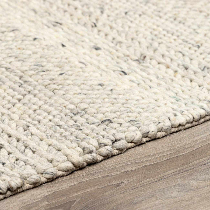 Contemporary Ivory Machine Woven Wool Rug - The Rug Decor
