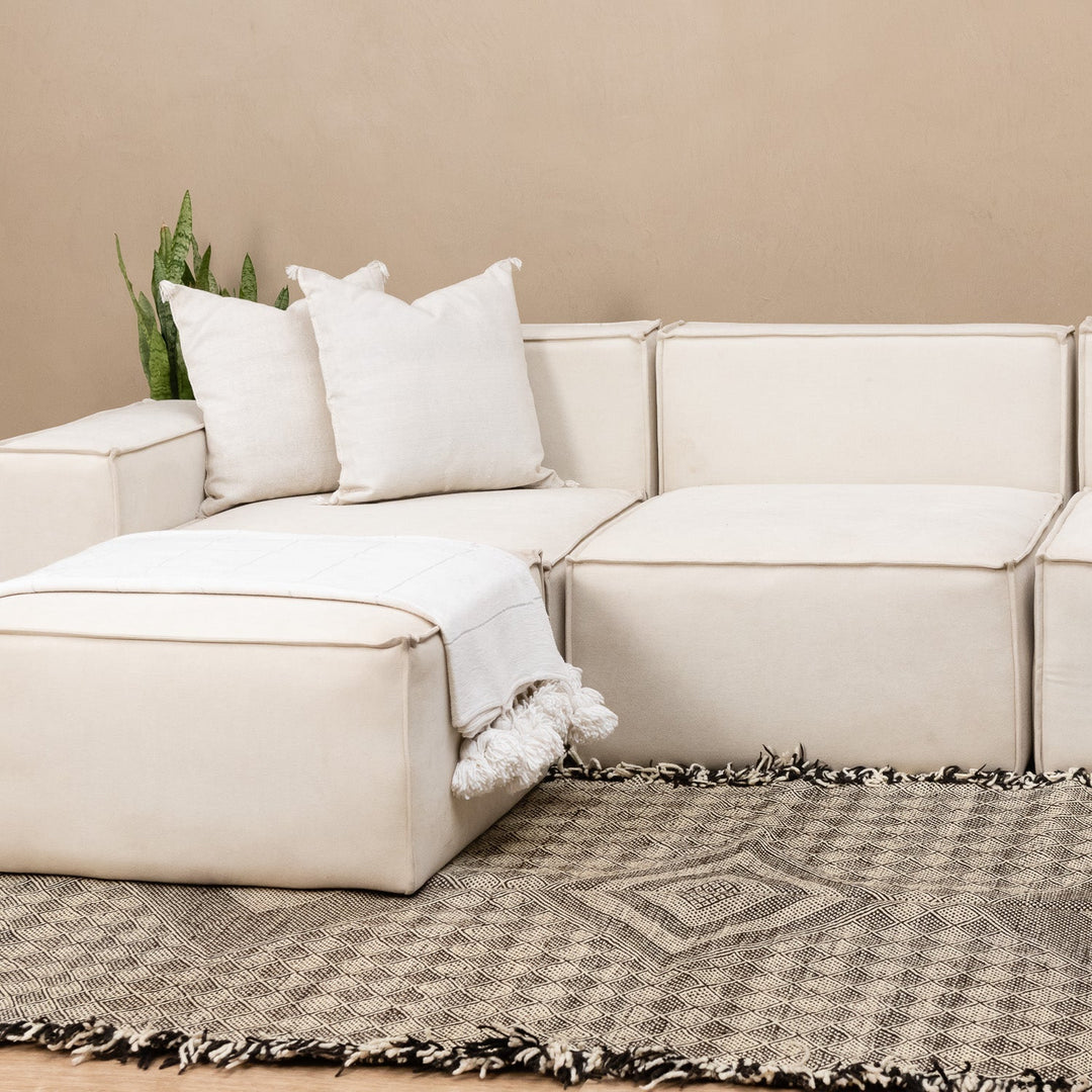 Contemporary Moroccan Black And White Hand Knotted 5x8 Wool Rug - The Rug Decor