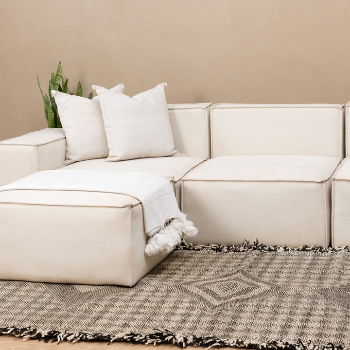 Contemporary Moroccan Black And White Hand Knotted 5x8 Wool Rug - The Rug Decor