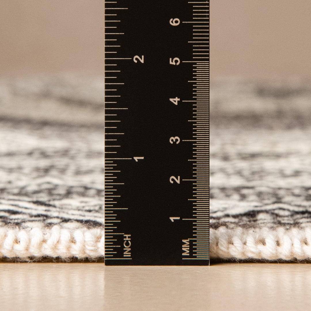 Contemporary Moroccan Black And White Hand Knotted 5x8 Wool Rug - The Rug Decor