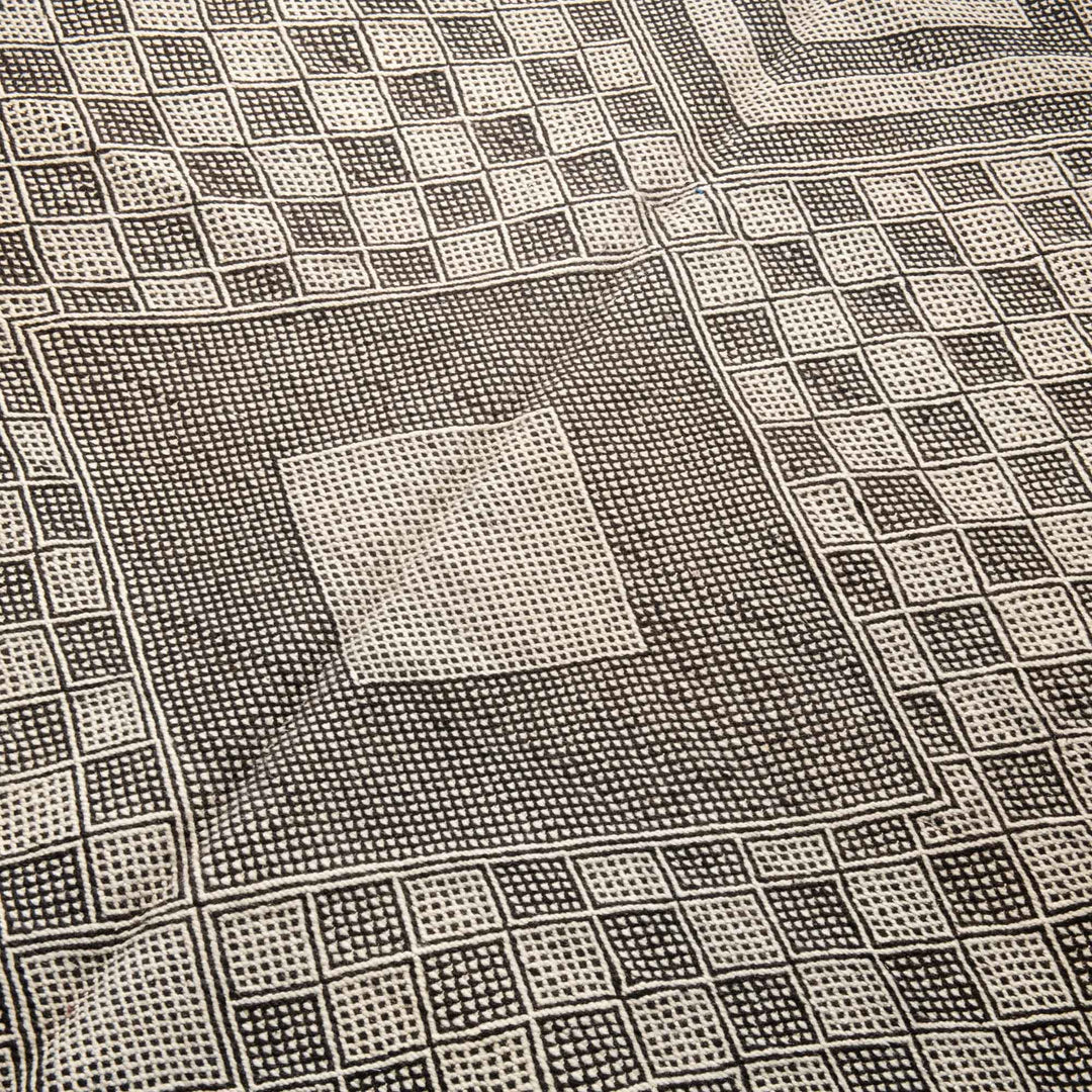 Contemporary Moroccan Black And White Hand Knotted 5x8 Wool Rug - The Rug Decor