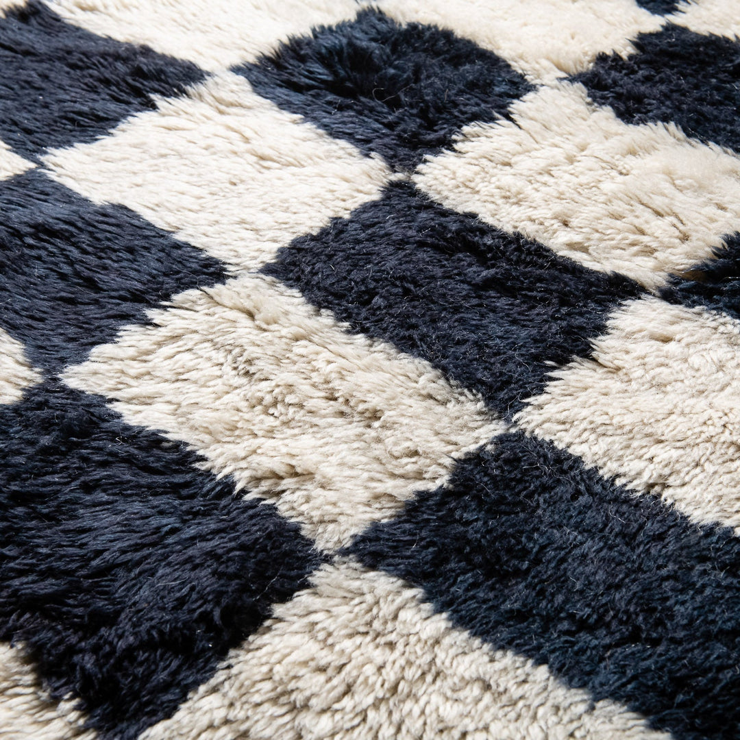 Contemporary Moroccan Black And White Hand Knotted 8x10 Wool Rug - The Rug Decor