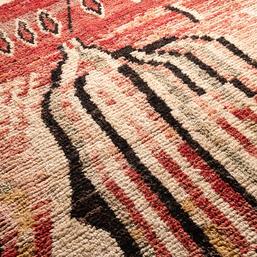 Contemporary Moroccan Red And Beige Hand Knotted 5x9 Wool Rug - The Rug Decor