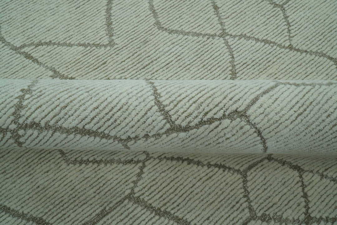 Contemporary Pattern Brown And Ivory Hand Tufted 8x10 Wool Rug - The Rug Decor