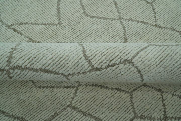 Contemporary Pattern Brown And Ivory Hand Tufted 8x10 Wool Rug - The Rug Decor