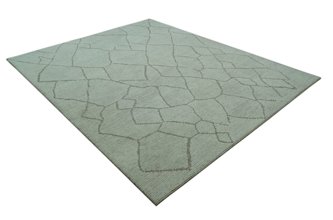 Contemporary Pattern Brown And Ivory Hand Tufted 8x10 Wool Rug - The Rug Decor
