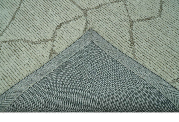 Contemporary Pattern Brown And Ivory Hand Tufted 8x10 Wool Rug - The Rug Decor