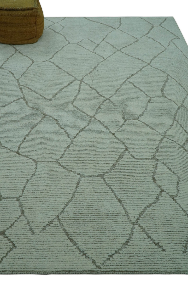 Contemporary Pattern Brown And Ivory Hand Tufted 8x10 Wool Rug - The Rug Decor