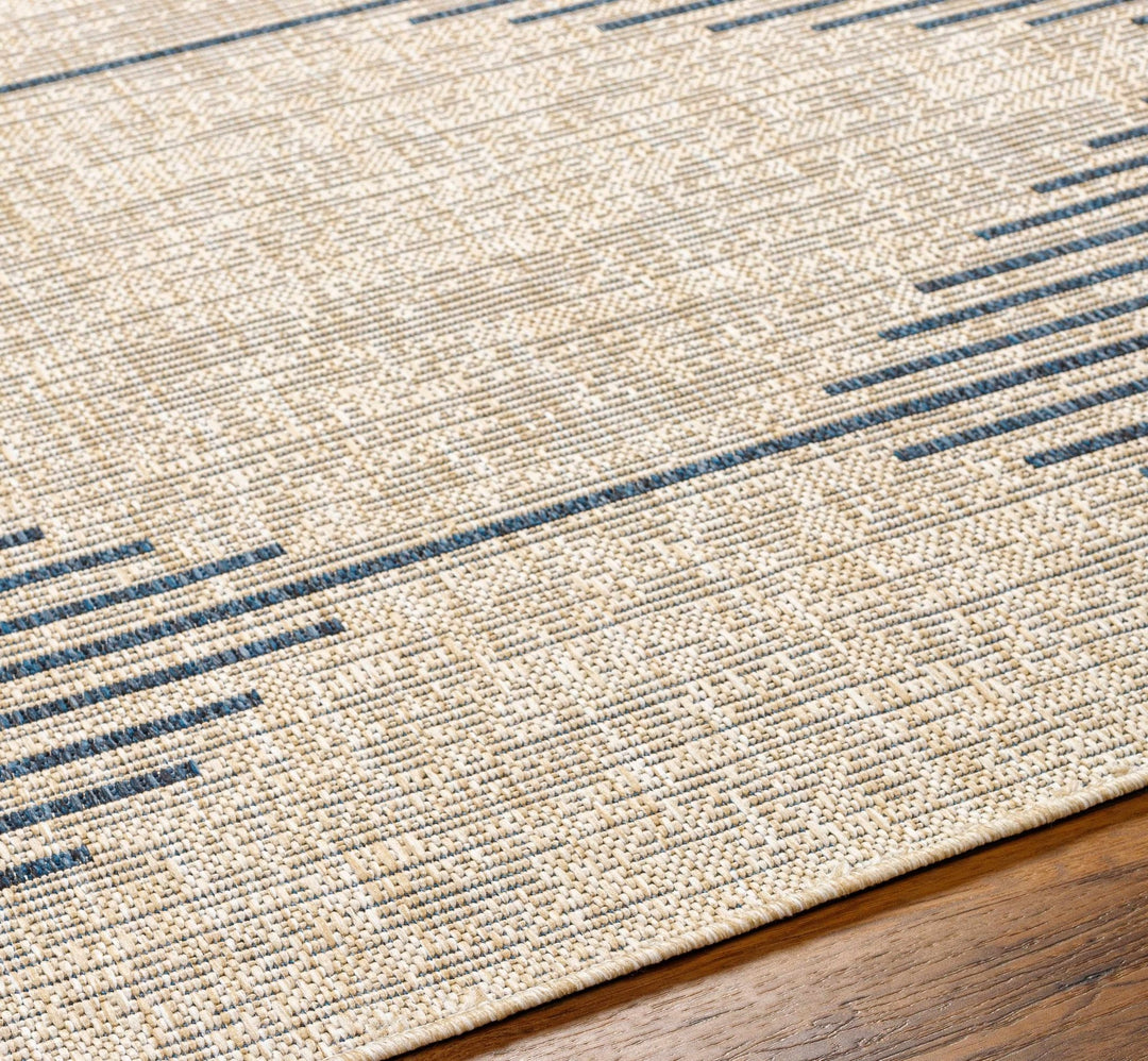 Contemporary Stephan Design Blue And Gray Machine Woven Outdoor Rug - The Rug Decor