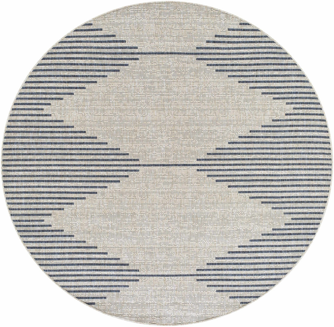 Contemporary Stephan Design Blue And Gray Machine Woven Outdoor Rug - The Rug Decor