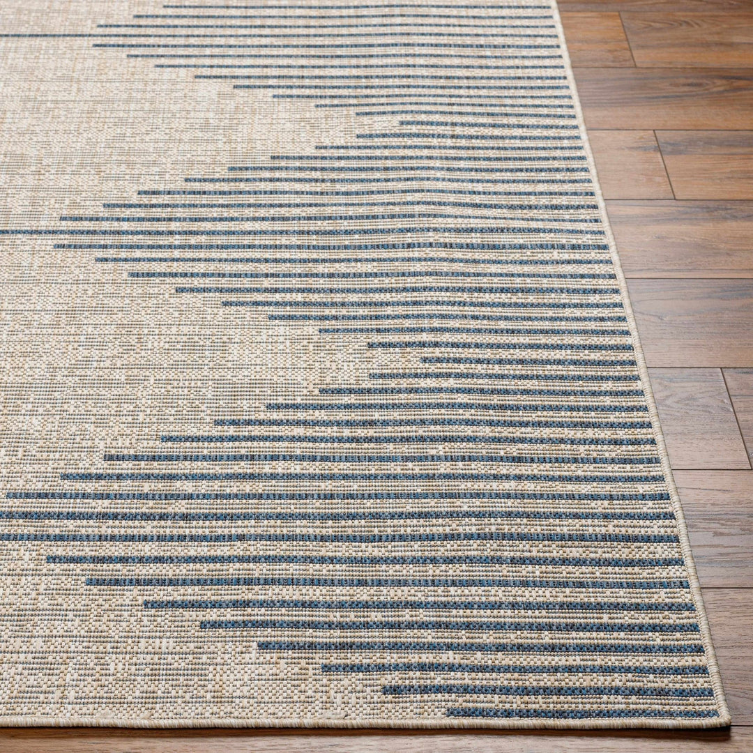Contemporary Stephan Design Blue And Gray Machine Woven Outdoor Rug - The Rug Decor