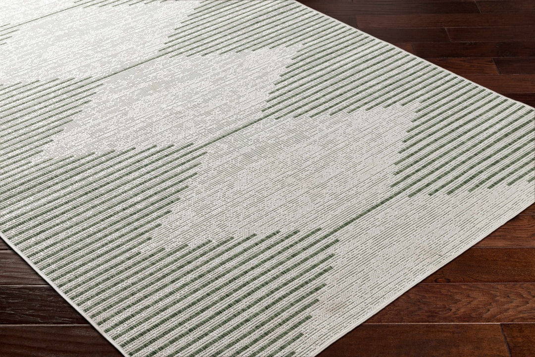 Contemporary Stephan Pattern Green And Gray Machine Woven Outdoor Rug - The Rug Decor