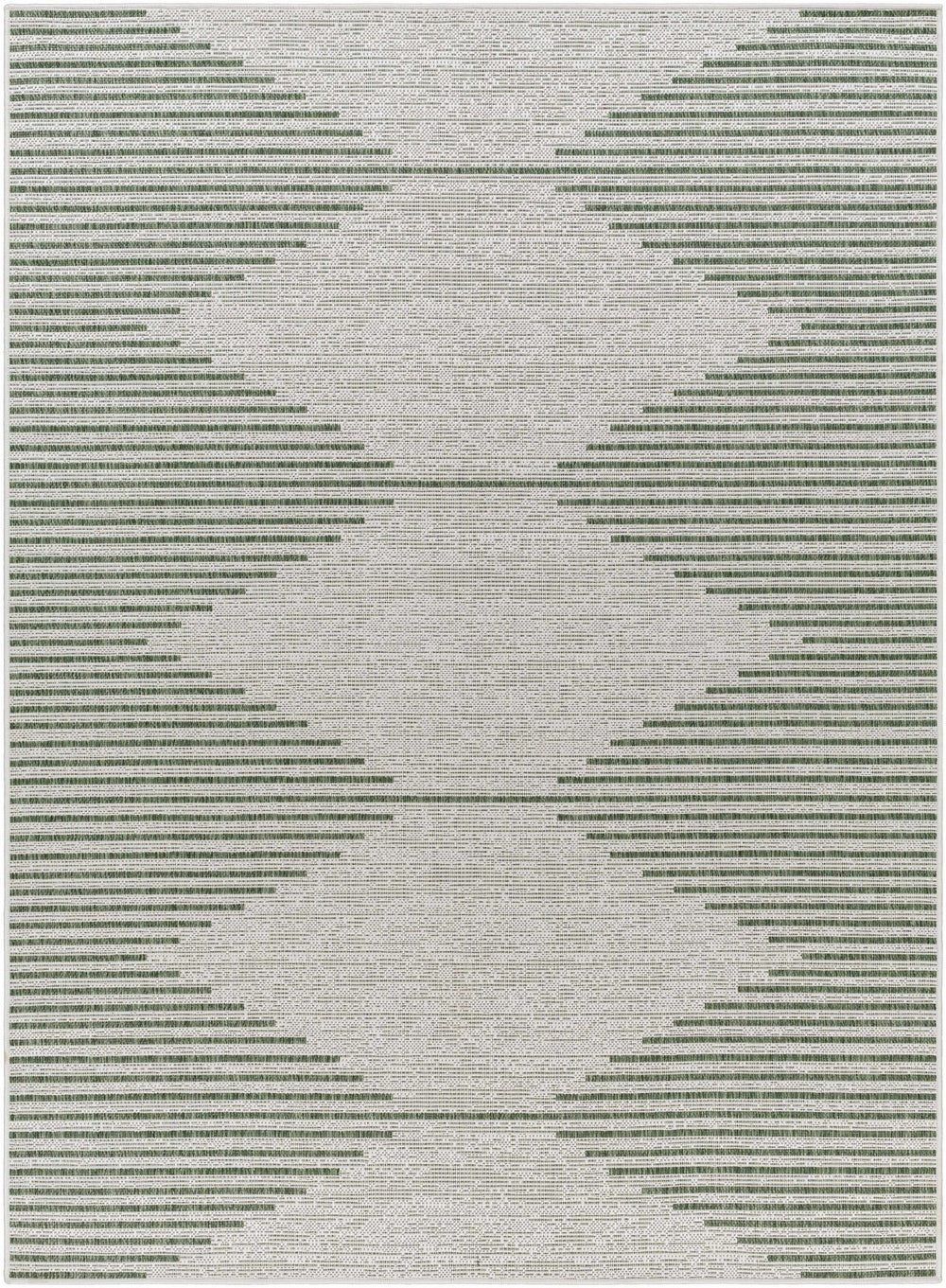 Contemporary Stephan Pattern Green And Gray Machine Woven Outdoor Rug - The Rug Decor