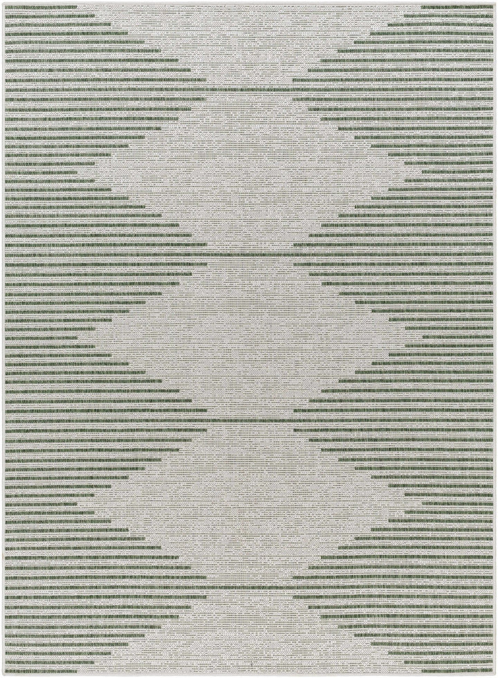 Contemporary Stephan Pattern Green And Gray Machine Woven Outdoor Rug - The Rug Decor