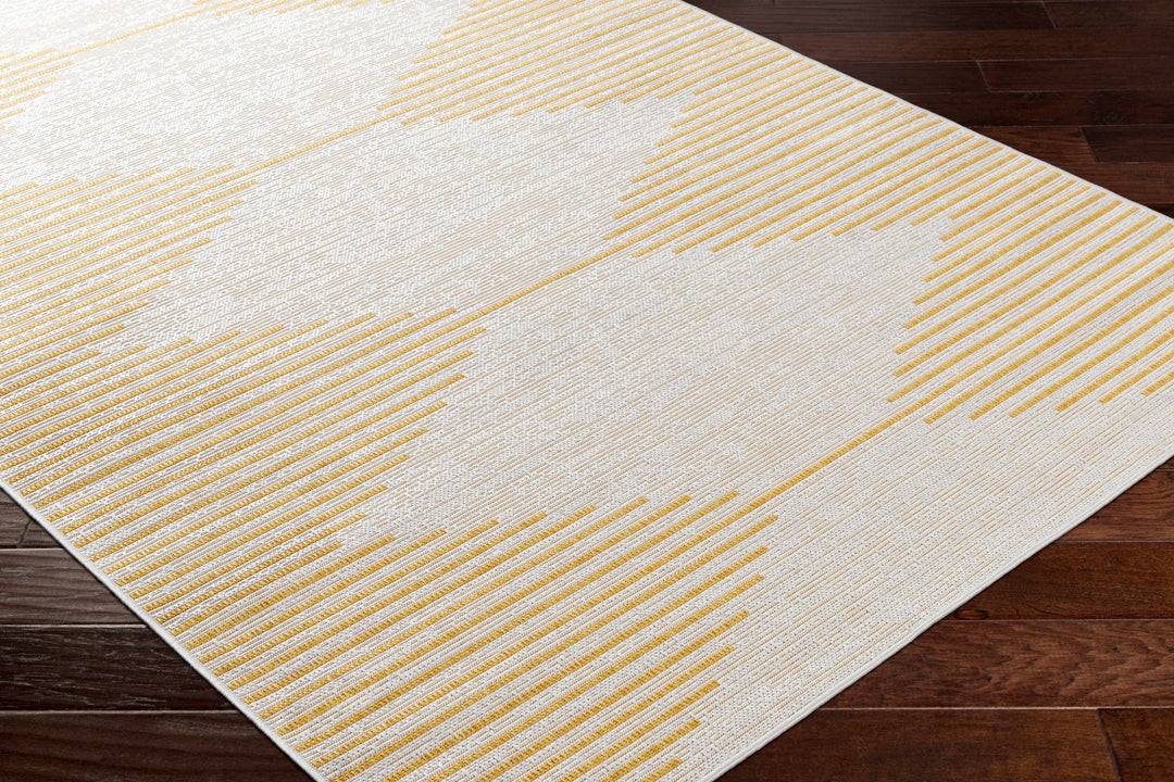 Contemporary Stephan Pattern Yellow And Beige Machine Woven Outdoor Rug - The Rug Decor