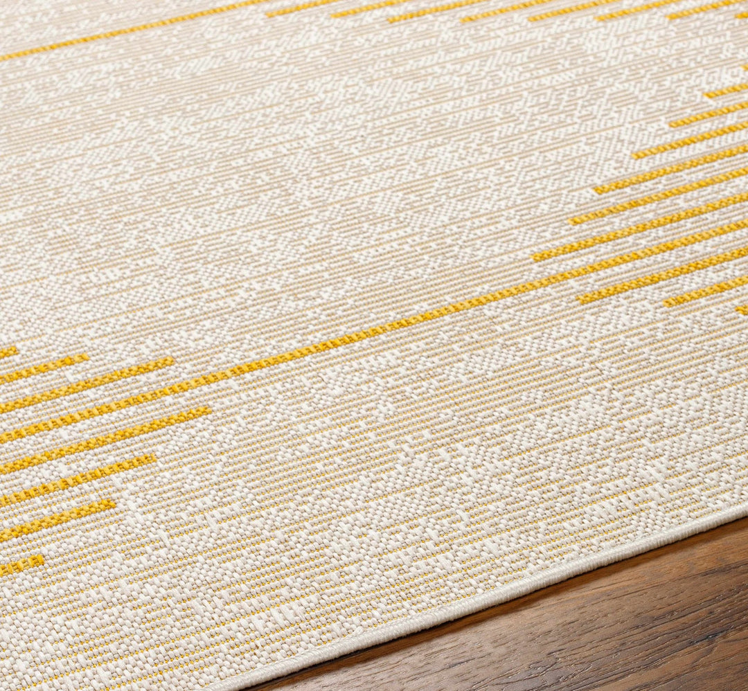 Contemporary Stephan Pattern Yellow And Beige Machine Woven Outdoor Rug - The Rug Decor