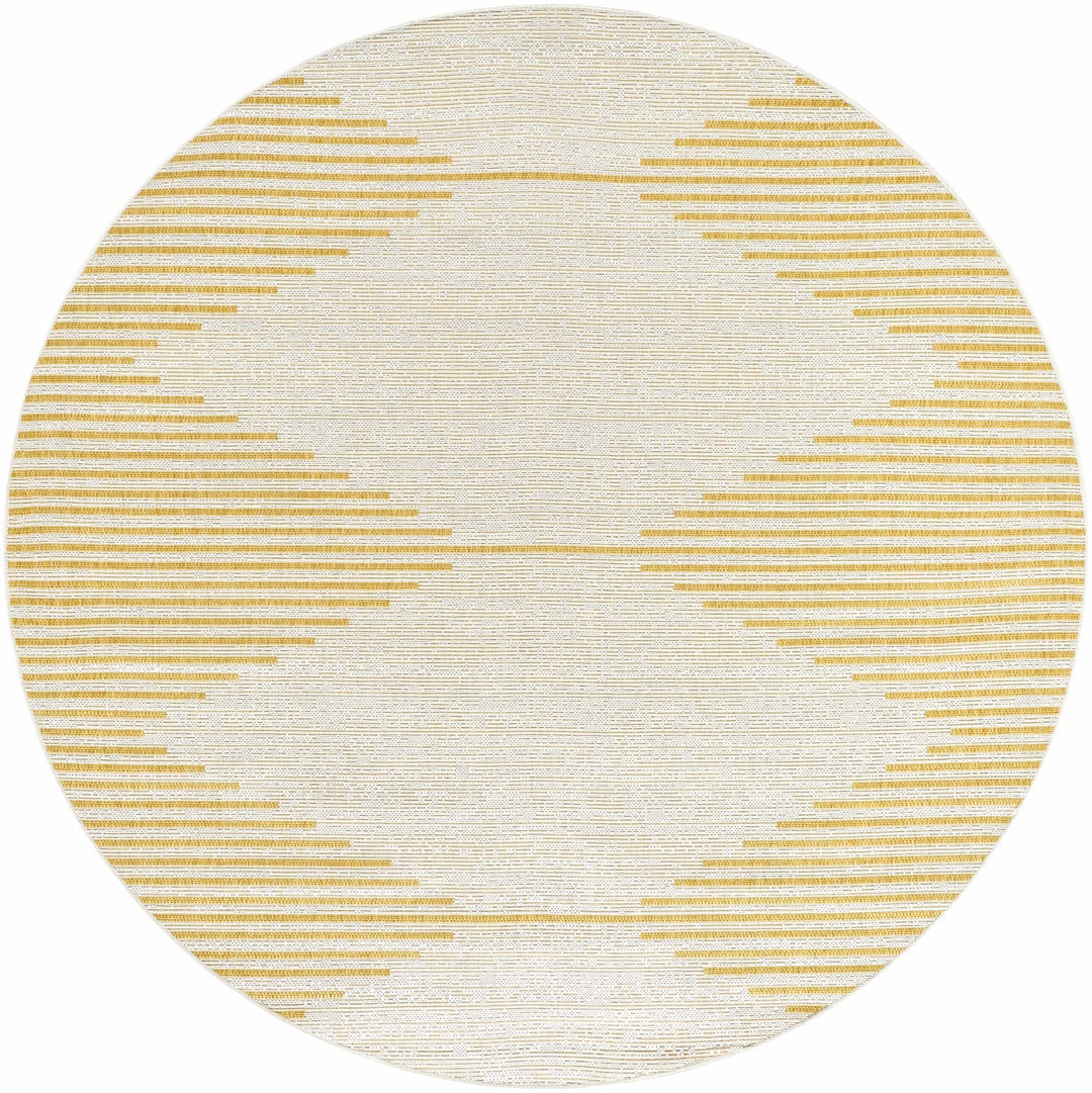 Contemporary Stephan Pattern Yellow And Beige Machine Woven Outdoor Rug - The Rug Decor