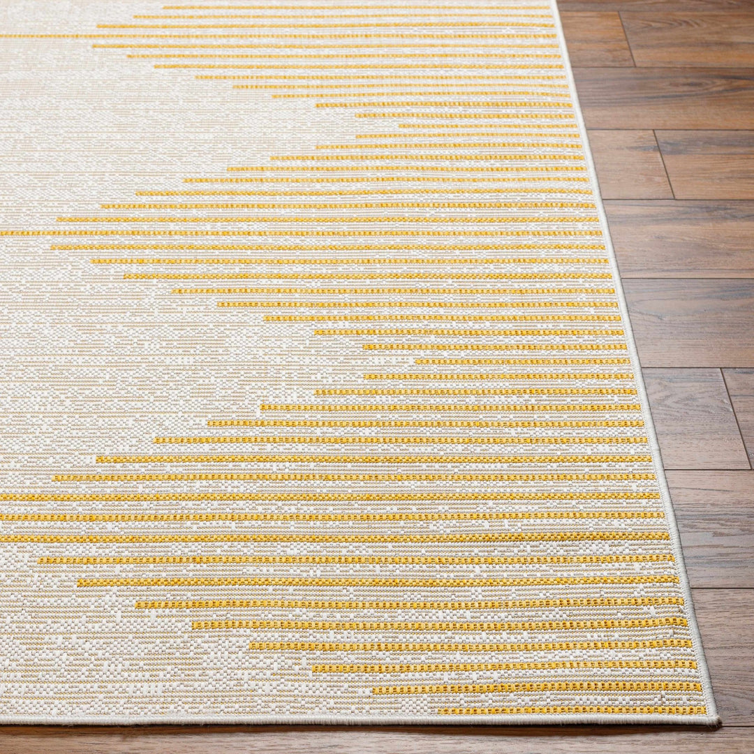 Contemporary Stephan Pattern Yellow And Beige Machine Woven Outdoor Rug - The Rug Decor