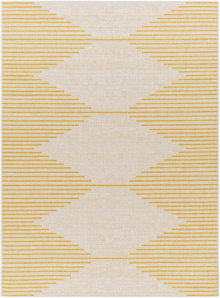 Contemporary Stephan Pattern Yellow And Beige Machine Woven Outdoor Rug - The Rug Decor