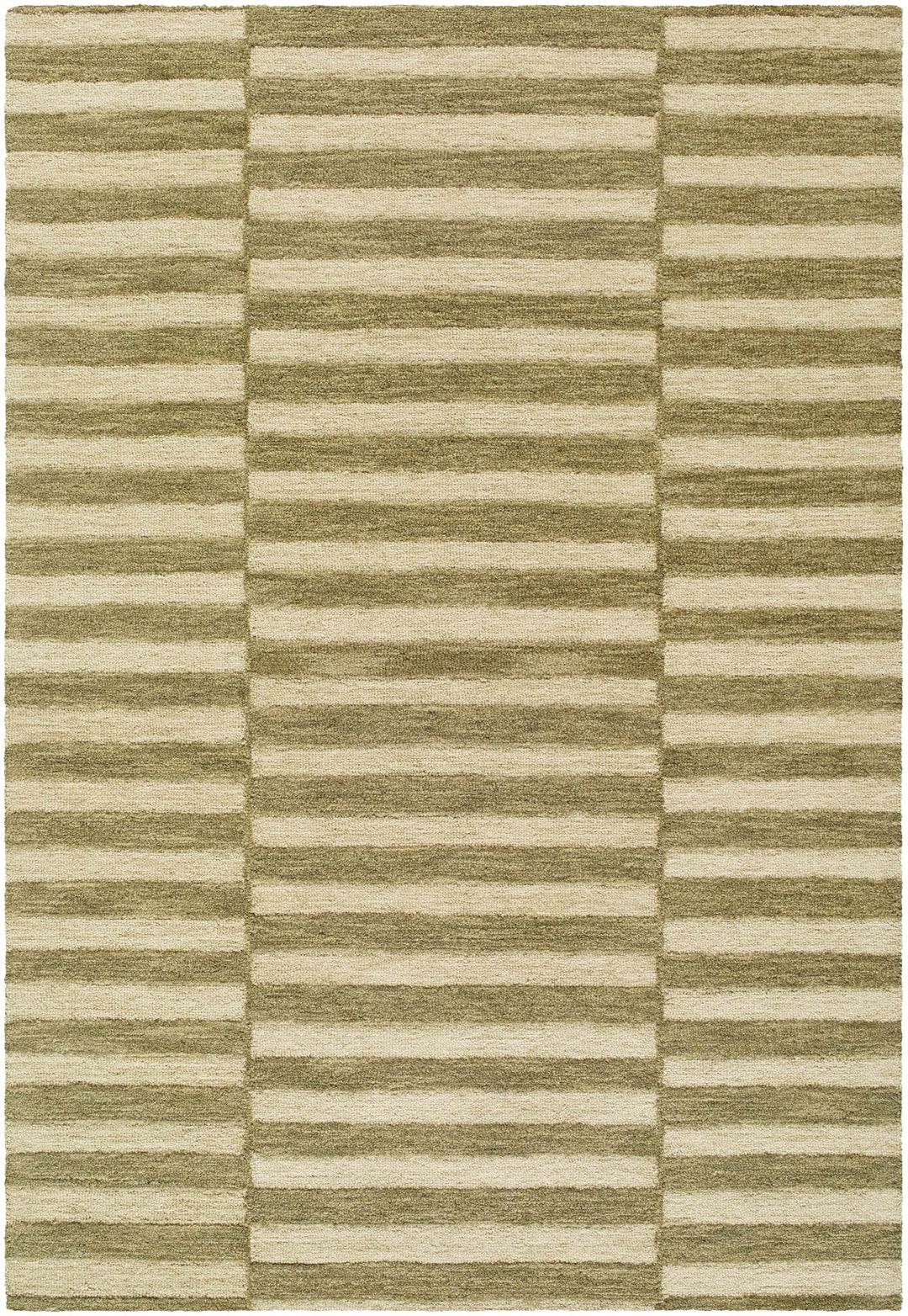 Contemporary Striped Pattern Olive And Beige Hand Tufted Wool Area Rug - The Rug Decor