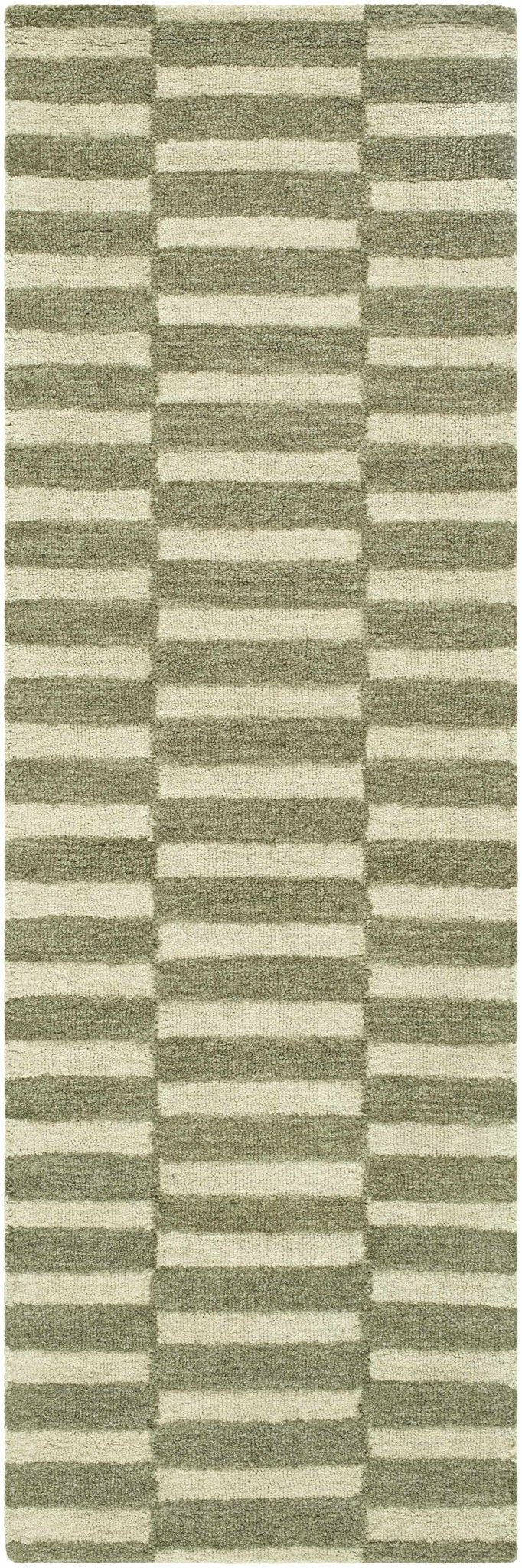 Contemporary Striped Pattern Olive And Beige Hand Tufted Wool Area Rug - The Rug Decor