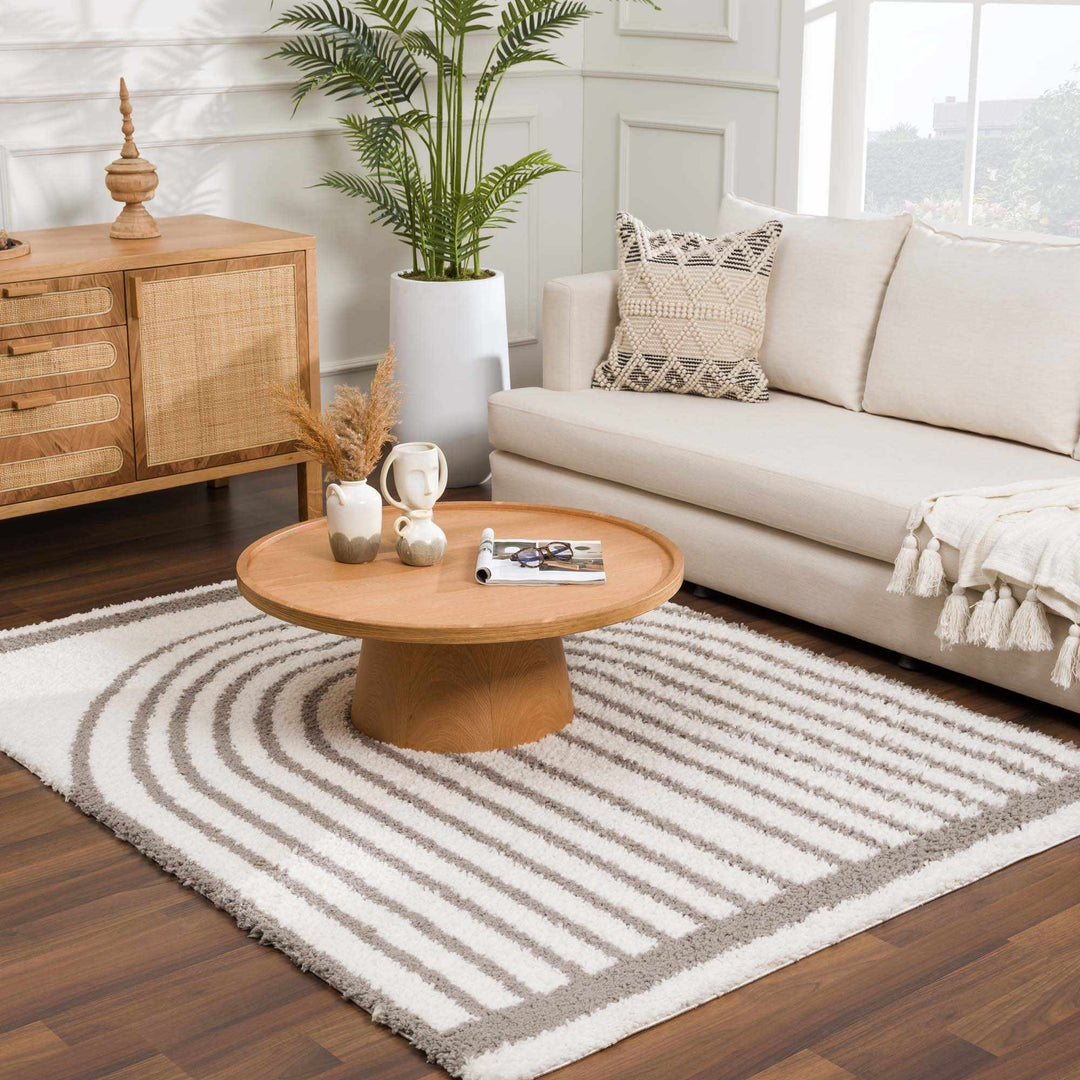 Contemporary Style Beige And Taupe Area Rug - The Rug Decor