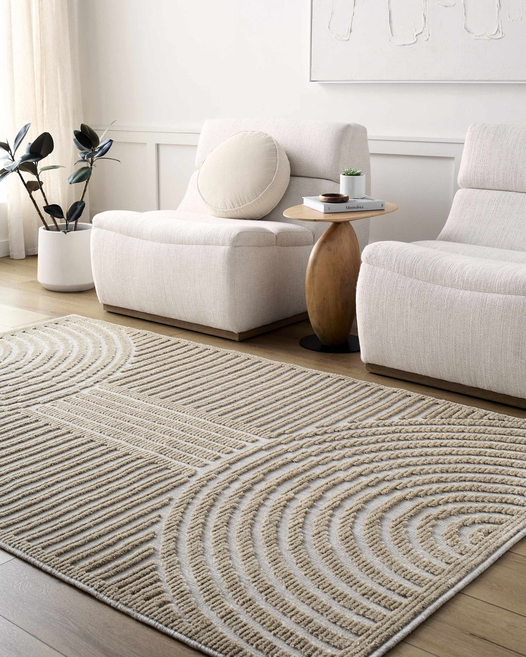 Contemporary Style Beige Washable Area Rug - The Rug Decor