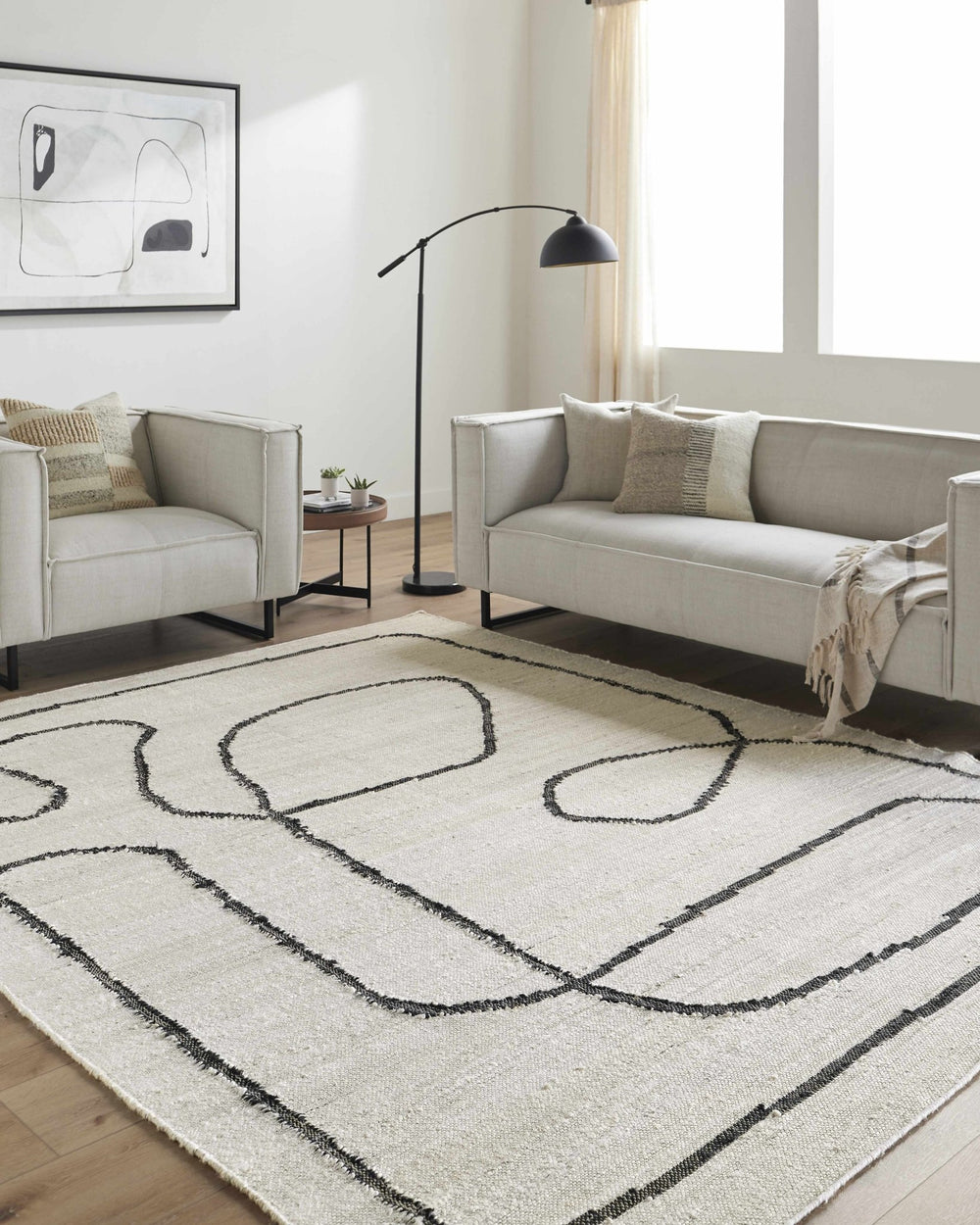Contemporary Style Cream Hand Woven Jute Area Rug - The Rug Decor