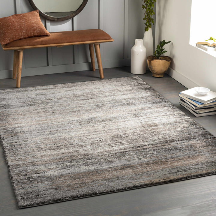 Contemporary Style Gray And Charcoal Machine Woven Area Rug - The Rug Decor
