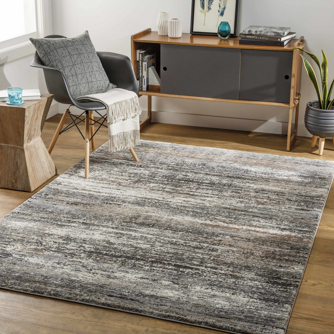 Contemporary Style Gray And Charcoal Machine Woven Area Rug - The Rug Decor