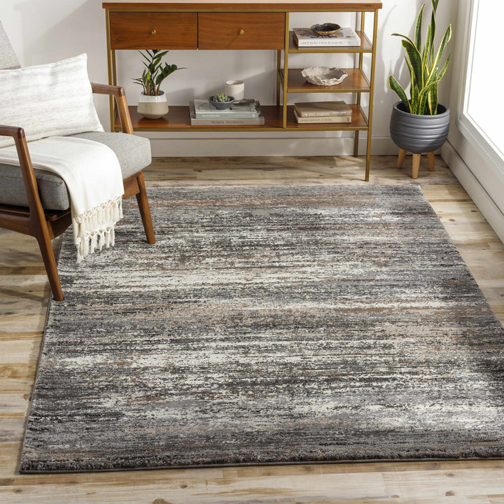 Contemporary Style Gray And Charcoal Machine Woven Area Rug - The Rug Decor
