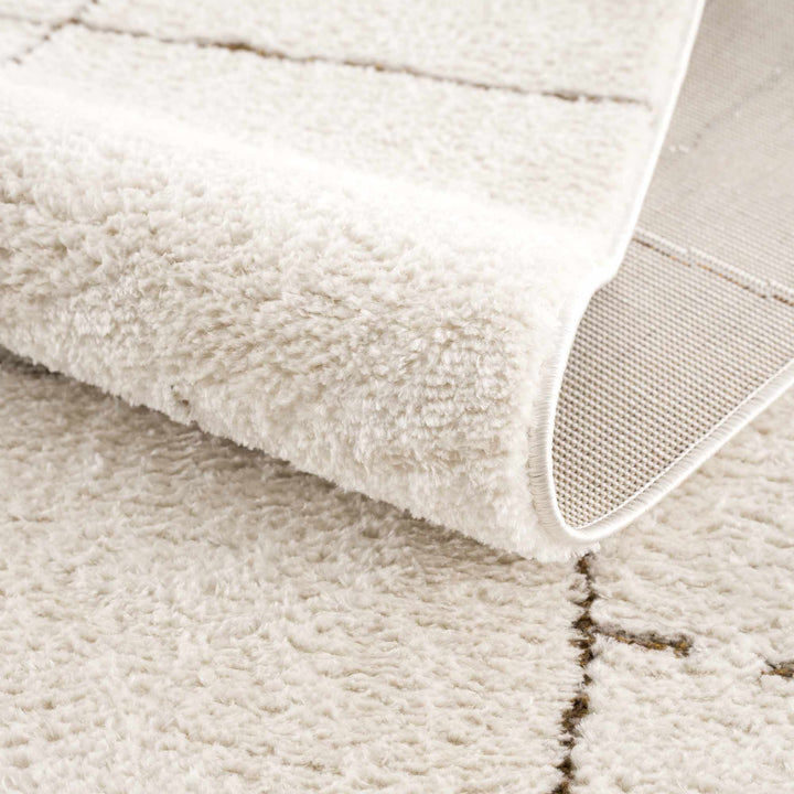 Contemporary Style Ivory & Brown Area Rug - The Rug Decor