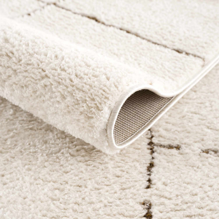 Contemporary Style Ivory & Brown Area Rug - The Rug Decor