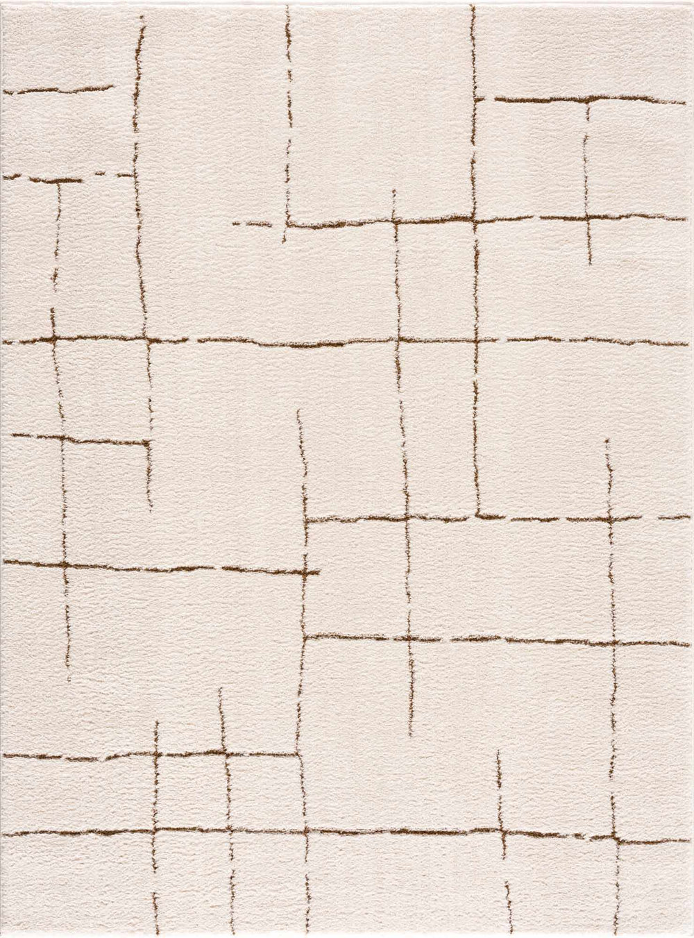 Contemporary Style Ivory & Brown Area Rug - The Rug Decor