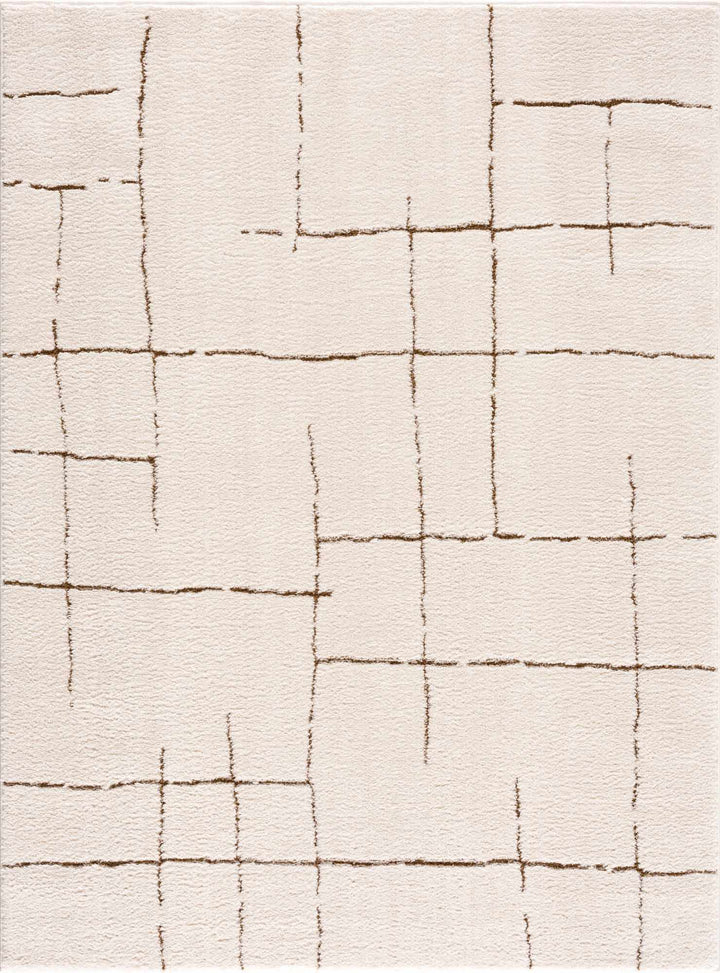 Contemporary Style Ivory & Brown Area Rug - The Rug Decor