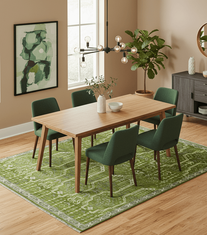 Contemporary Traditional Design Green And Beige Hand Knotted Custom Made Wool Rug - The Rug Decor