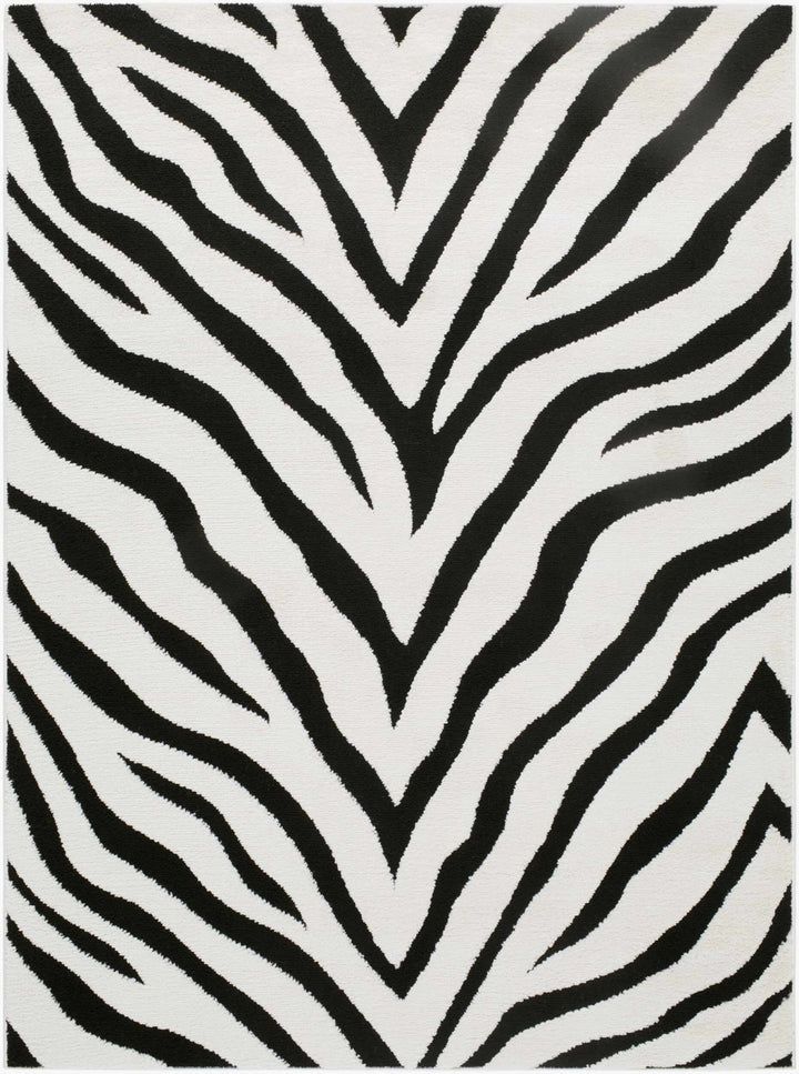 Contemporary Zebra Print White And Black Area Rug - The Rug Decor