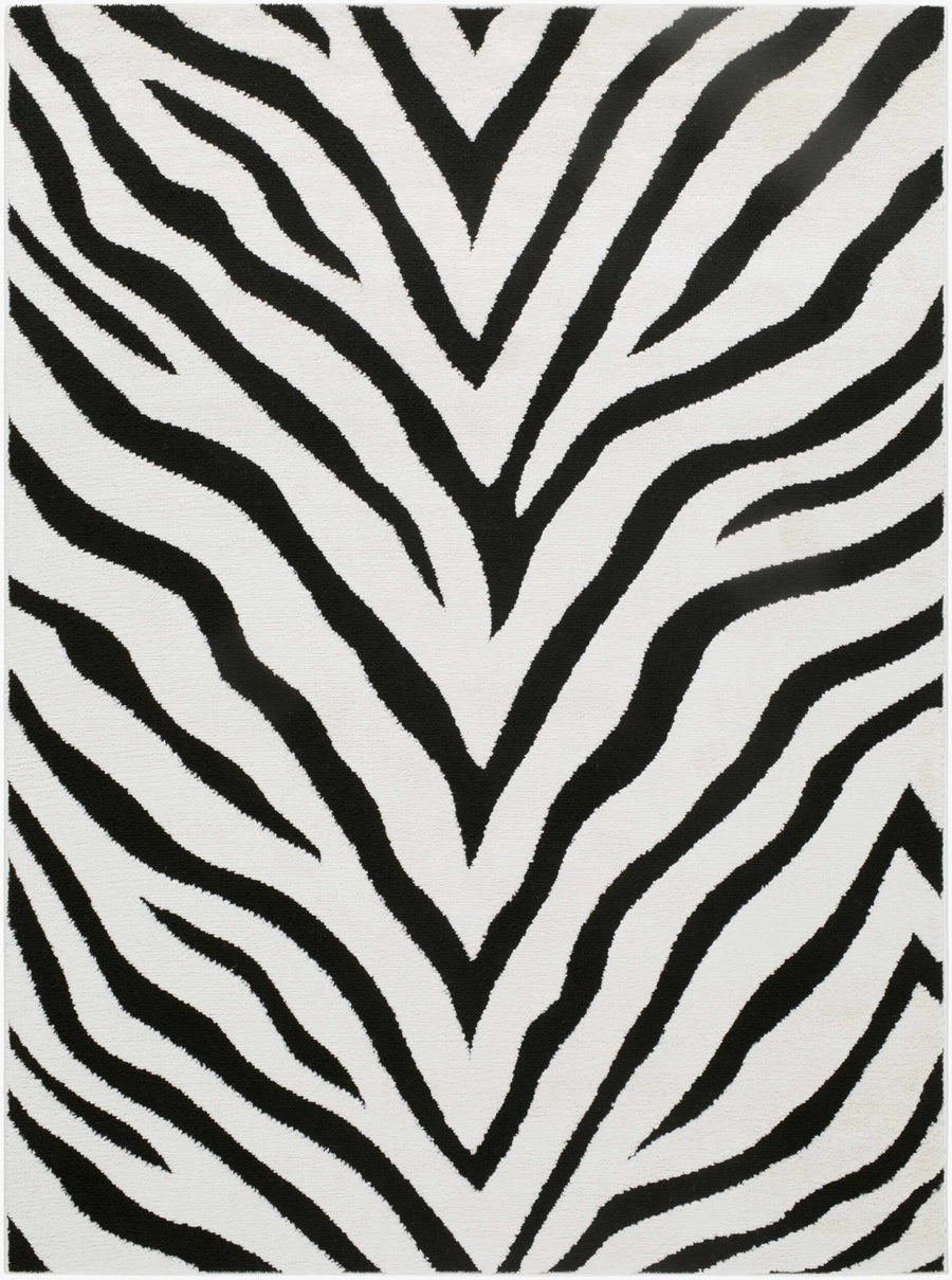 Contemporary Zebra Print White And Black Area Rug - The Rug Decor