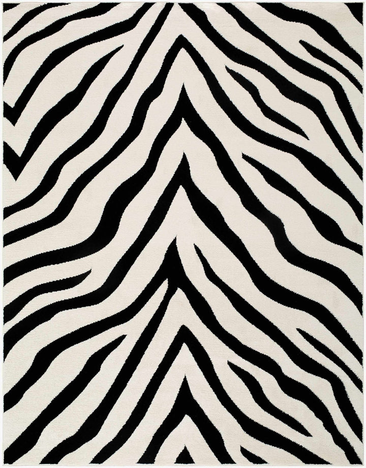 Contemporary Zebra Print White And Black Area Rug - The Rug Decor