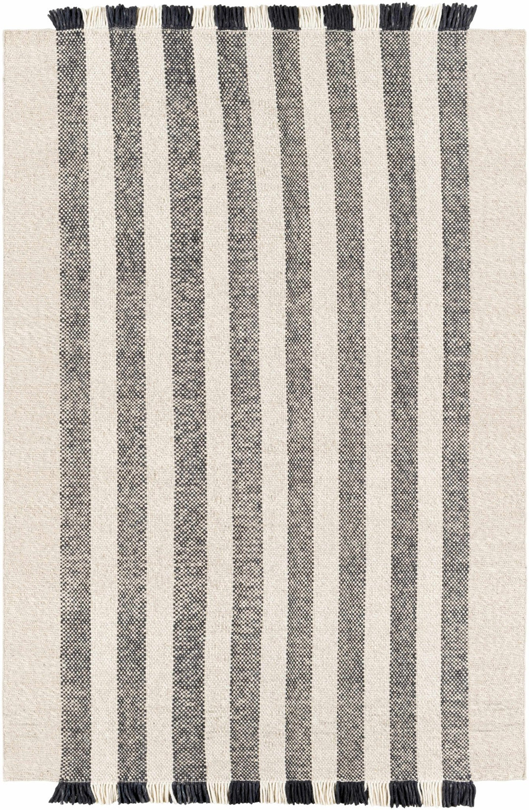 Contrecoeur Ivory And Black Modern Stripes Design Hand Woven Area Rug - The Rug Decor
