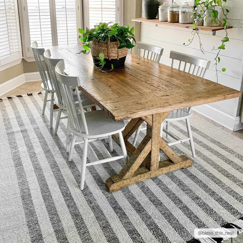 Contrecoeur Ivory And Black Modern Stripes Design Hand Woven Area Rug - The Rug Decor