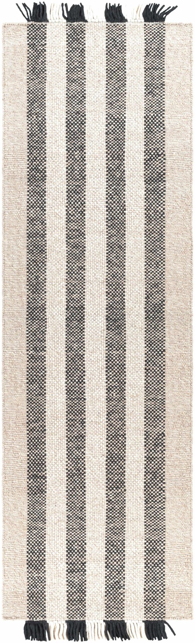 Contrecoeur Ivory And Black Modern Stripes Design Hand Woven Area Rug - The Rug Decor