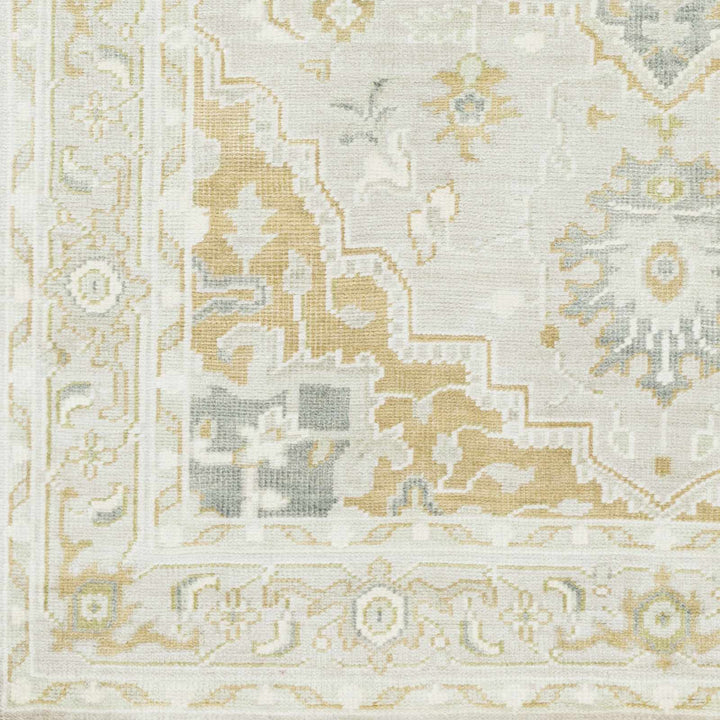 Convent Traditional Ivory And Gray Hand Knotted Wool Area Rug