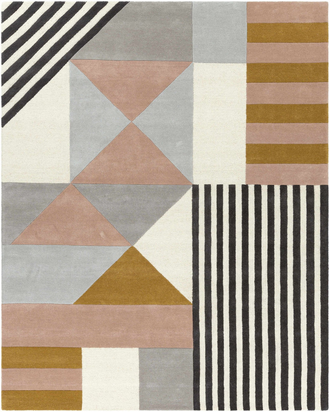 Coorparoo Contemporary Geometrical Multicolor Wool Area Rug - The Rug Decor