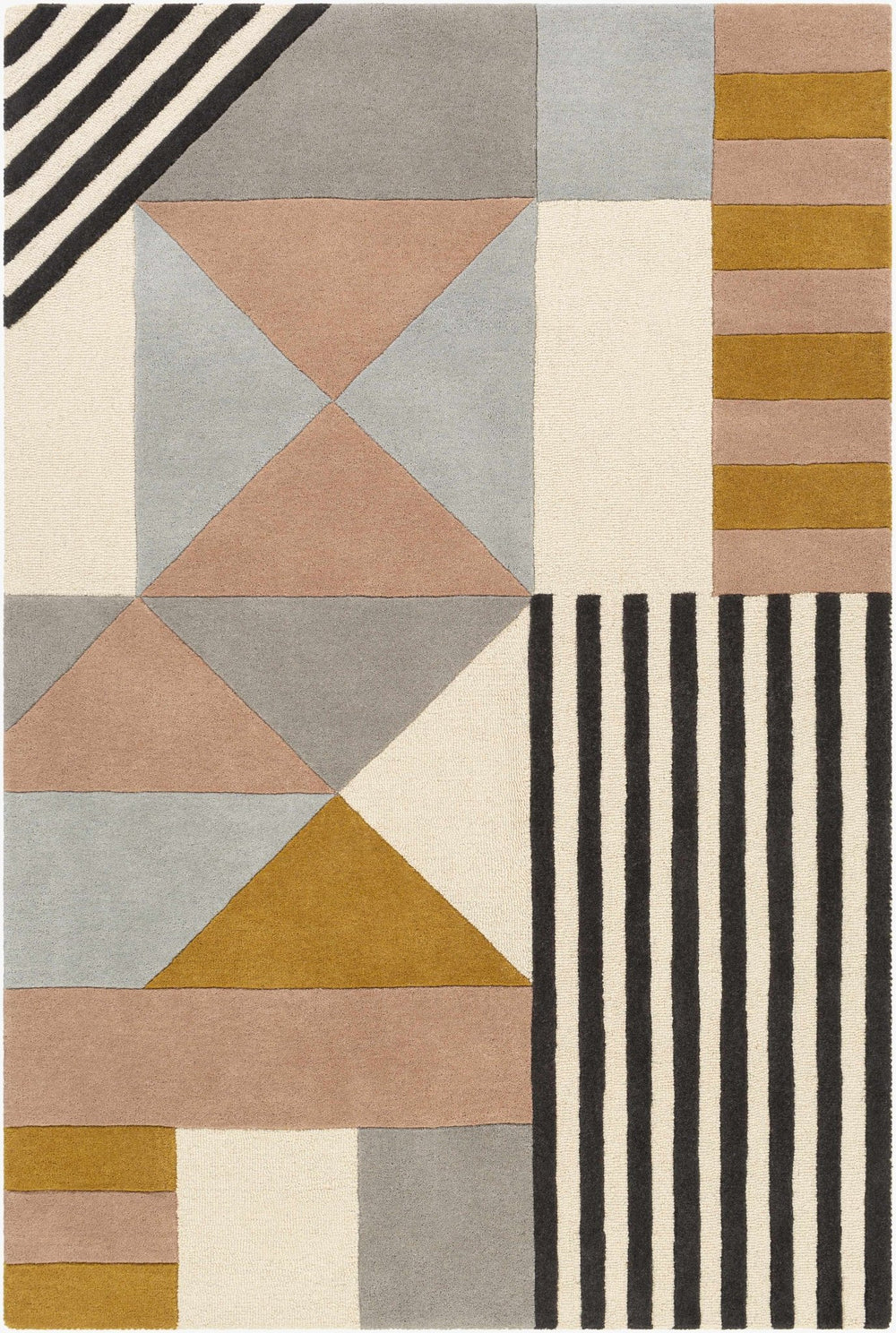 Coorparoo Contemporary Geometrical Multicolor Wool Area Rug - The Rug Decor