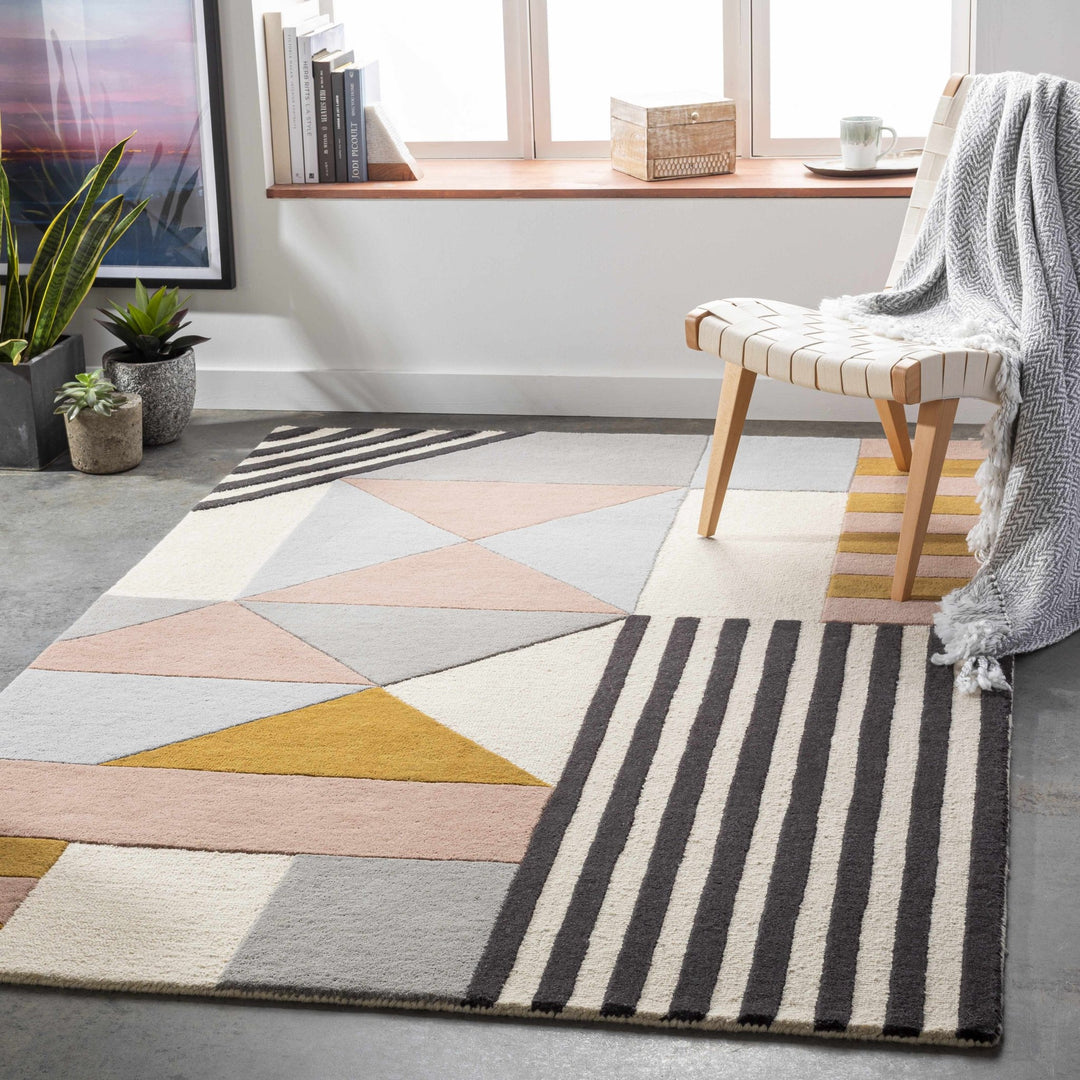 Coorparoo Contemporary Geometrical Multicolor Wool Area Rug - The Rug Decor